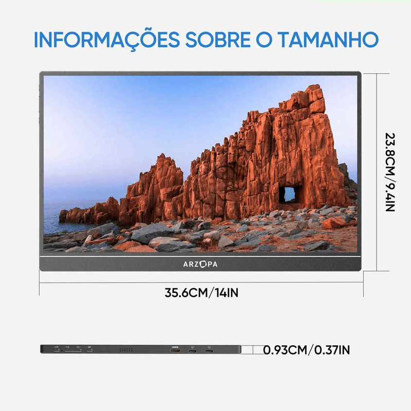 Arzopa Z1RC - 2.5K Monitor Portátil De 16 Polegadas QHD 500nits Com Tela IPS